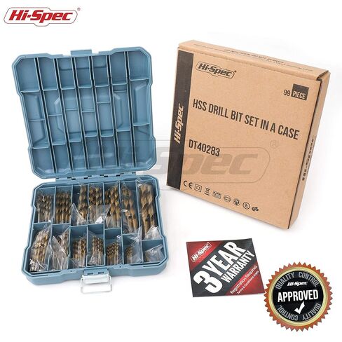 مجموعة أدوات مثقاب عالية المواصفات 99 قطعة من الفولاذ SAE HSS لسائقي المثقاب - لقم ثقب 1/16 إلى 3/8 بوصة للمعادن والبلاستيك والخشب والجدران الجافة - مجموعات لقم كاملة مع حقيبة حامل للتخزين in Kuwait