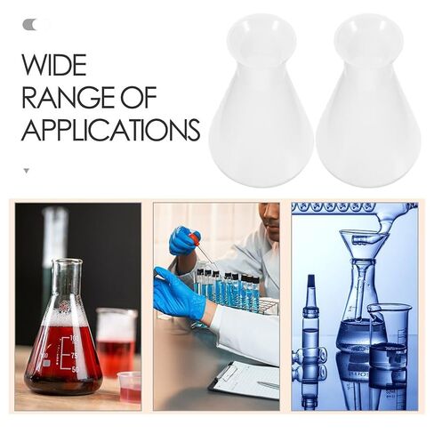 DECHOUS 4Pcs Plastic Erlenmeyer Flasks 250ml: Clear Scale Conical Flask for Laboratory Use Chemistry Experiment Erlenmeyer School Education Learning Tool in Kuwait