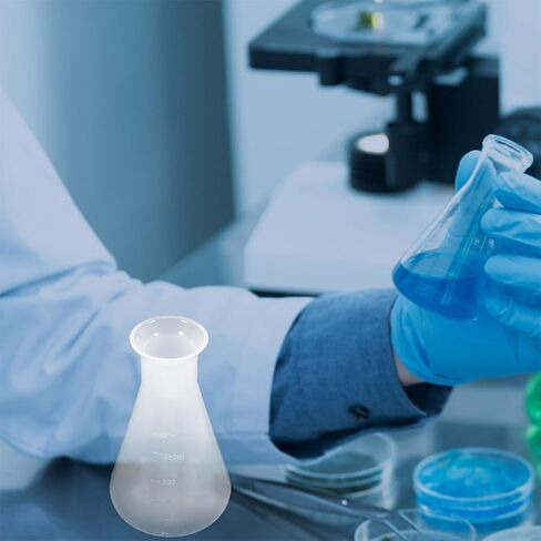 DECHOUS 4Pcs Plastic Erlenmeyer Flasks 250ml: Clear Scale Conical Flask for Laboratory Use Chemistry Experiment Erlenmeyer School Education Learning Tool in Kuwait