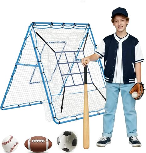 Garvee Baseball Pitching Rebounder Net, 5x4 Ft with 9 Hole Batting, Adjustable Angle Pitchin Back Trainer for Softball & Baseball Practice, Backyard Training Net in Saudi Arabia