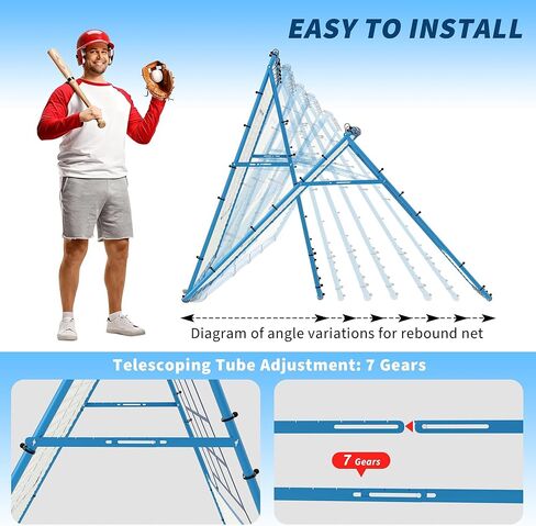 Garvee Baseball Pitching Rebounder Net, 5x4 Ft with 9 Hole Batting, Adjustable Angle Pitchin Back Trainer for Softball & Baseball Practice, Backyard Training Net in Saudi Arabia