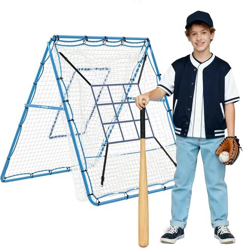 Garvee Baseball Pitching Rebounder Net, 5x4 Ft with 9 Hole Batting, Adjustable Angle Pitchin Back Trainer for Softball & Baseball Practice, Backyard Training Net in Saudi Arabia
