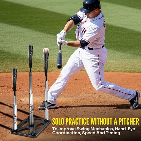 تي شيرت بخمسة مواضع، ارتفاع قابل للتعديل 20-46 بوصة، تي شيرت لضرب البيسبول والكرة اللينة مع سطح مطاطي ملفوف يدويًا، ألومنيوم 3 أنابيب، قاعدة معدنية للبيسبول والتمارين الخارجية in Kuwait