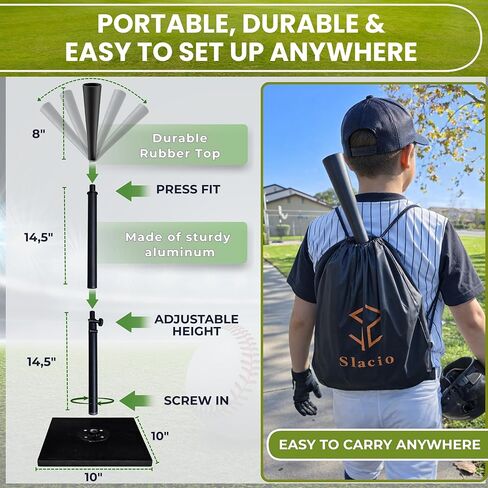 Tee Ball Set for Kids – T Ball & Teeball Training Equipment, Adjustable Batting Tee 23–37 Inch, Baseball Practice Bundle with 5 Bases, 2 Balls & Carry Bag in Saudi Arabia