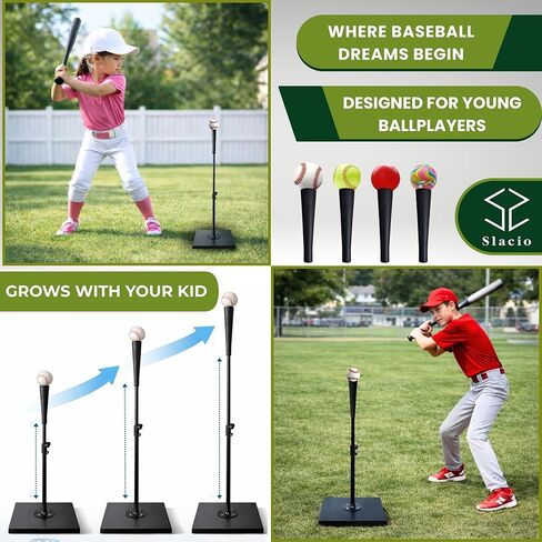 Tee Ball Set for Kids – T Ball & Teeball Training Equipment, Adjustable Batting Tee 23–37 Inch, Baseball Practice Bundle with 5 Bases, 2 Balls & Carry Bag in Saudi Arabia