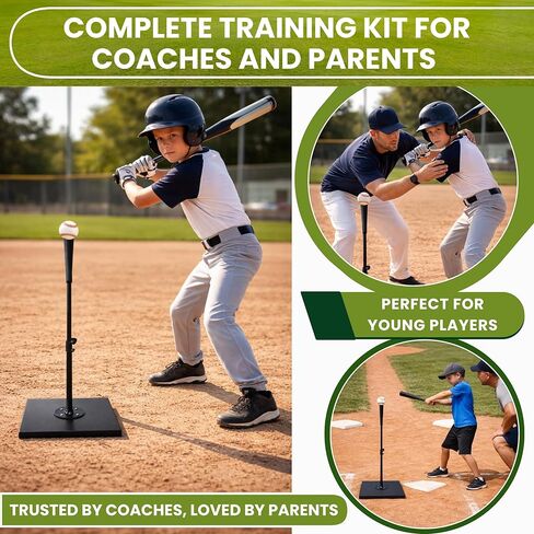 Tee Ball Set for Kids – T Ball & Teeball Training Equipment, Adjustable Batting Tee 23–37 Inch, Baseball Practice Bundle with 5 Bases, 2 Balls & Carry Bag in Saudi Arabia