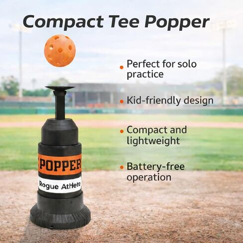 Baseball Mini Tee Popper Trainer, Portable Self Toss Hitting Tee for Solo Batting Practice, Great for Kids, Youth & Adults, Includes 1 Popper Ball in Saudi Arabia