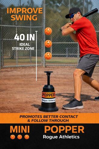 Baseball Mini Tee Popper Trainer, Portable Self Toss Hitting Tee for Solo Batting Practice, Great for Kids, Youth & Adults, Includes 1 Popper Ball in Saudi Arabia