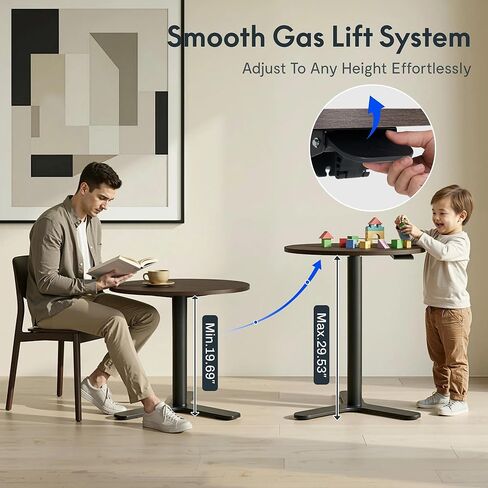 FLEXISPOT Adjustable Overbed Side Table & End Table for Bed & Sofa, Gas Lift Height, Space-Saving Base, Multi-Use Laptop,Snack & Work Table for Home, Apartment, Office, Kids & Adults,Round Walnut Top in Kuwait