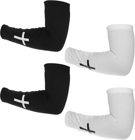 2 أزواج الإيمان الصليب الأكمام الذراع المسيحية الدينية ضغط الذراع الأكمام البوليستر التبريد الرياضة في الهواء الطلق الملحقات للرجال النساء كرة القدم البيسبول الكرة الطائرة الجري ركوب الدراجات أسود أبيض in Kuwait