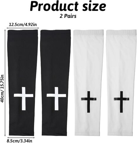 2 أزواج الإيمان الصليب الأكمام الذراع المسيحية الدينية ضغط الذراع الأكمام البوليستر التبريد الرياضة في الهواء الطلق الملحقات للرجال النساء كرة القدم البيسبول الكرة الطائرة الجري ركوب الدراجات أسود أبيض in Kuwait