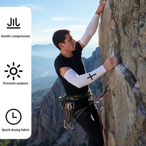 2 أزواج الإيمان الصليب الأكمام الذراع المسيحية الدينية ضغط الذراع الأكمام البوليستر التبريد الرياضة في الهواء الطلق الملحقات للرجال النساء كرة القدم البيسبول الكرة الطائرة الجري ركوب الدراجات أسود أبيض in Kuwait