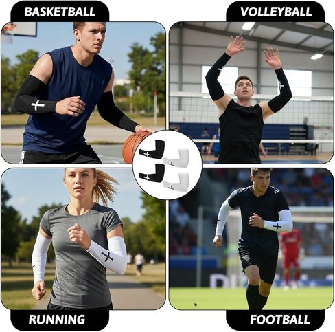 2 أزواج الإيمان الصليب الأكمام الذراع المسيحية الدينية ضغط الذراع الأكمام البوليستر التبريد الرياضة في الهواء الطلق الملحقات للرجال النساء كرة القدم البيسبول الكرة الطائرة الجري ركوب الدراجات أسود أبيض in Kuwait