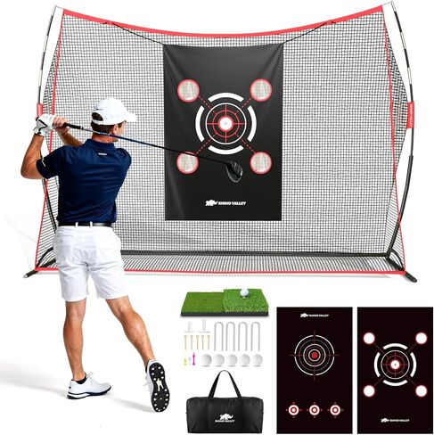 Golf Net, 10 x 7ft Golf Practice Net with 2 Targets - Heavy Duty Hitting Driving Chipping Swing Nets for Backyard Garbage Indoor Outdoor, Gifts for Men Dad Golfer in Saudi Arabia