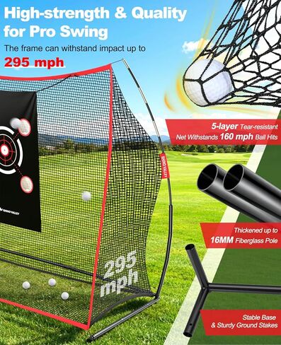 Golf Net, 10 x 7ft Golf Practice Net with 2 Targets - Heavy Duty Hitting Driving Chipping Swing Nets for Backyard Garbage Indoor Outdoor, Gifts for Men Dad Golfer in Saudi Arabia