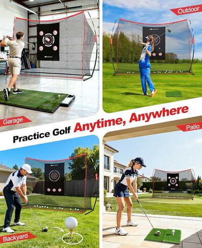 Golf Net, 10 x 7ft Golf Practice Net with 2 Targets - Heavy Duty Hitting Driving Chipping Swing Nets for Backyard Garbage Indoor Outdoor, Gifts for Men Dad Golfer in Saudi Arabia