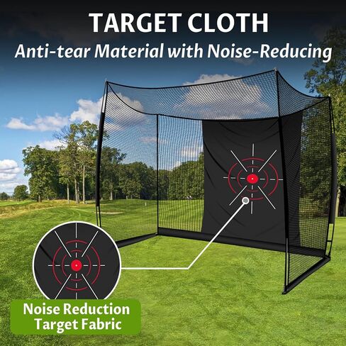 Golf Net, 11x8ft Golf Hitting Net with Target Cloth, Heavy Duty Spacious Golf Practice Cage for Swing Driving, Home Backyard Garage Indoor Outdoor Use in Kuwait