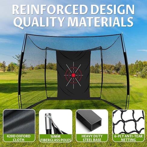 Golf Net, 11x8ft Golf Hitting Net with Target Cloth, Heavy Duty Spacious Golf Practice Cage for Swing Driving, Home Backyard Garage Indoor Outdoor Use in Kuwait