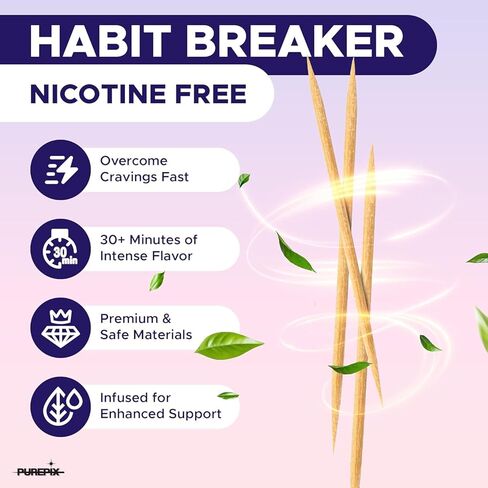 QuitPix Extra Thick Flavored Toothpicks – Quit Smoking Oral Fixation with NAC & L-Theanine – Nicotine Free Infused Toothpicks, Sugar Free, Vegan, 5 Flavor Variety Pack (100ct) Pack of 2 in Saudi Arabia