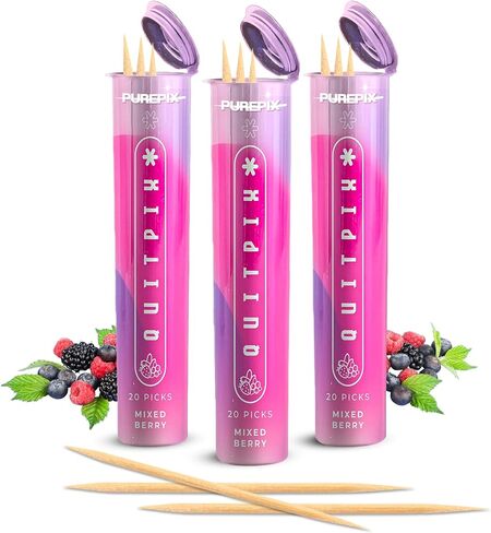 QuitPix Extra Thick Flavored Toothpicks – Quit Smoking Oral Fixation with NAC & L-Theanine – Nicotine Free Infused Toothpicks, Sugar Free, Vegan, 5 Flavor Variety Pack (100ct) Pack of 2 in Saudi Arabia