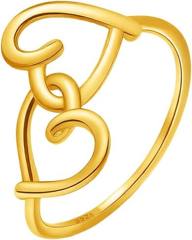 925 sterling Silver Heart Rings للنساء غير المشوهة 14K الذهب مطلي بالذهب اللطيف اللطيف حب الخواتم الأم ابنة الصداقة خاتم الخلود الوعرة in Saudi Arabia