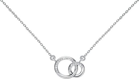 PLITI Sympathy Necklace In Memory of Loved One Gift Memorial Gift Remembrance Gift Angel Wing Gift Double Interlocking Circle Pendant  in Kuwait