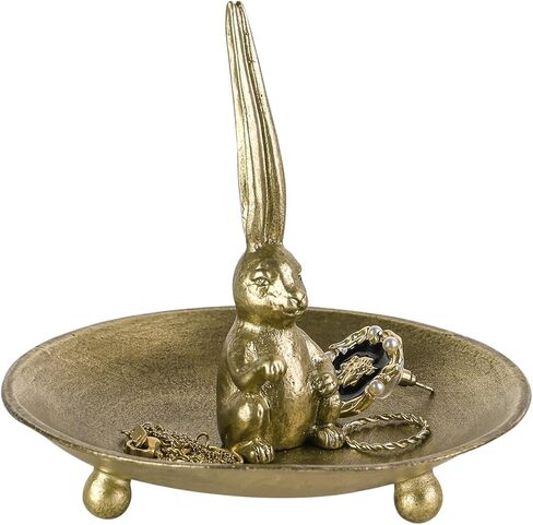 NIKKY HOME Vintage Gold Ring Holder Jewelry Dish, Good Luck Elephant Trinket Display Decorative Metal Tray Bowl Classy Birthday Christmas Gifts for Women in Kuwait