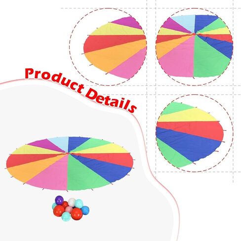 Parachute Toy Rainbow Umbrella Team Game Playground Multi Person Collaboration Hand Eye Coordination 200 cm Dia Education Toy in Saudi Arabia