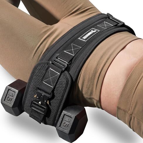 DMoose Fitness Hip Thrust Belt - Dual-Strap Glute Builder for Dumbbells, Plates, Kettlebells (Supports up to 700 lbs) - Comfortable Padded Booty Belt for Home & Gym in Kuwait