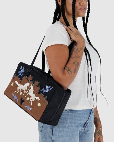 Medium Nylon Bowler Bag - Western Appliqué in Saudi Arabia