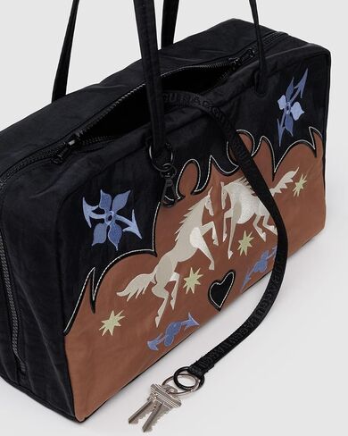 Medium Nylon Bowler Bag - Western Appliqué in Saudi Arabia
