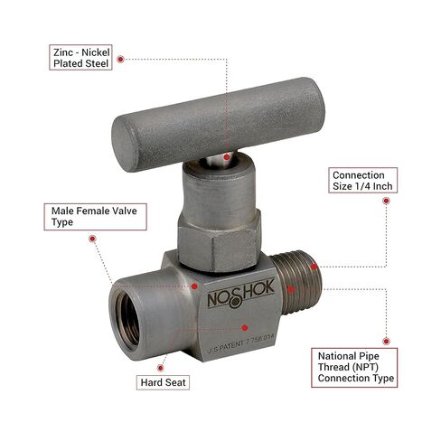 صمام صغير، مقعد صلب، 1/4 NPT ذكر - 1/4 NPT أنثى، فولاذ، فتحة 0.172 بوصة in Kuwait