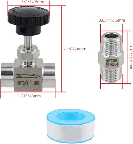 Bitray Female Needle Valve 3/8 NPT Stainless Steel Straight Needle Valves Gas Needle Valve in Saudi Arabia