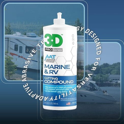 مركب قطع جل طلاء 3D Marine & RV - يزيل خدوش الحبيبات P1000 والأكسدة والدوامات، تركيبة عالية القطع، بدون حشوات، غبار منخفض، 32 أونصة in Saudi Arabia