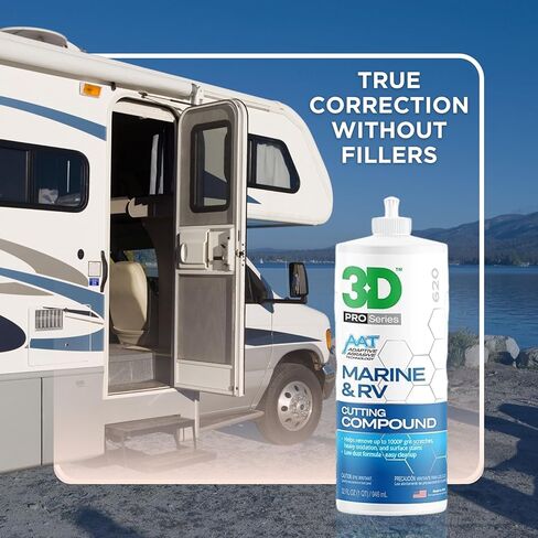 مركب قطع جل طلاء 3D Marine & RV - يزيل خدوش الحبيبات P1000 والأكسدة والدوامات، تركيبة عالية القطع، بدون حشوات، غبار منخفض، 32 أونصة in Saudi Arabia