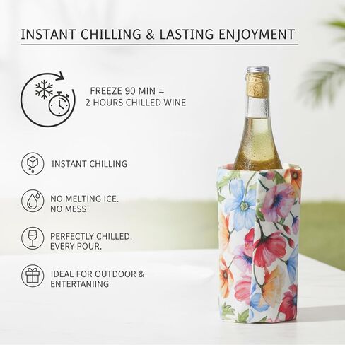 Ice Wine Cooler Sleeve | Freestanding Gel Bottle Chiller for Red, White, Champagne & Sparkling Wine | Portable, Reusable | Rapid Cooling Carrier in Kuwait