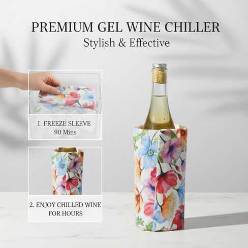Ice Wine Cooler Sleeve | Freestanding Gel Bottle Chiller for Red, White, Champagne & Sparkling Wine | Portable, Reusable | Rapid Cooling Carrier in Kuwait