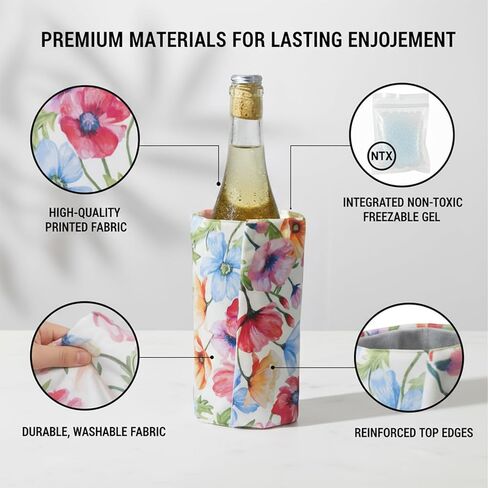 Ice Wine Cooler Sleeve | Freestanding Gel Bottle Chiller for Red, White, Champagne & Sparkling Wine | Portable, Reusable | Rapid Cooling Carrier in Kuwait