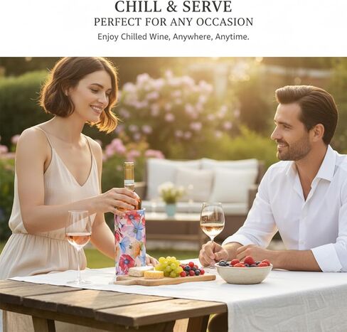 Ice Wine Cooler Sleeve | Freestanding Gel Bottle Chiller for Red, White, Champagne & Sparkling Wine | Portable, Reusable | Rapid Cooling Carrier in Kuwait