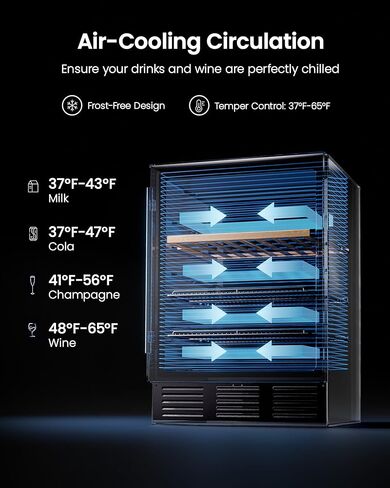 24 In Beverage Refrigerator, 112 Cans & 8 Bottles Wine Fridge with Double-Layer Glass Door, Built-In or Freestanding Wine and Beverage Refrigerator, Under Counter Fridge for Home/Bar/Cafe in Saudi Arabia