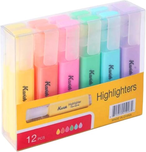 Highlighters 24 Pack لون متنوع No Bleed & Dry-Slikel Tip و 6 ألوان زاهية لتسليط الضوء ، علامات تمييز عالية لمستلزمات المكاتب الكلية المدرسية in Saudi Arabia
