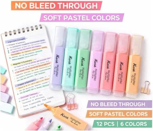 Highlighters 24 Pack لون متنوع No Bleed & Dry-Slikel Tip و 6 ألوان زاهية لتسليط الضوء ، علامات تمييز عالية لمستلزمات المكاتب الكلية المدرسية in Saudi Arabia