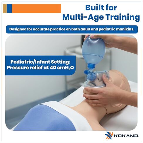 Adult & Child CPR Training Simulation Kit - Manual Squeeze Bag Trainer with Practice Mask, Tubing & Carry Case - for Classroom & Certification Practice - 1pack in Kuwait