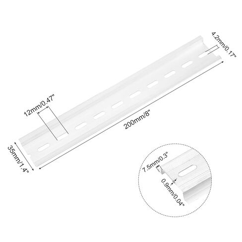 MECCANIXITY Aluminum DIN Rail, 8" Long, 35mm Wide, 7.5mm High, Top Hat Slotted Mounting Guide with Stainless Steel Hex Socket Screw for Equipment Installation 2 Set in Saudi Arabia