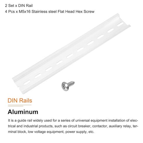 MECCANIXITY Aluminum DIN Rail, 8" Long, 35mm Wide, 7.5mm High, Top Hat Slotted Mounting Guide with Stainless Steel Hex Socket Screw for Equipment Installation 2 Set in Saudi Arabia