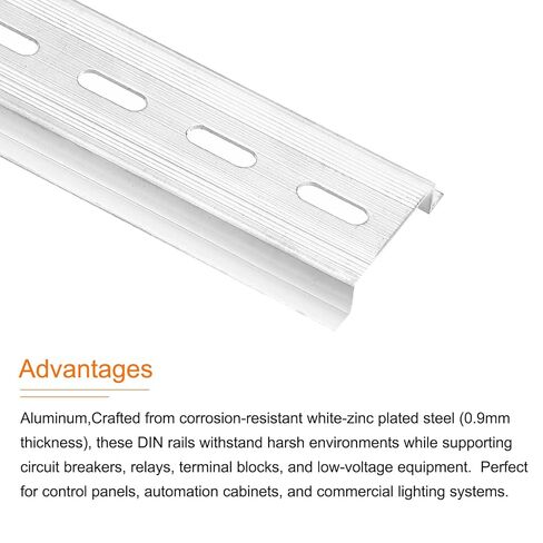 MECCANIXITY Aluminum DIN Rail, 8" Long, 35mm Wide, 7.5mm High, Top Hat Slotted Mounting Guide with Stainless Steel Hex Socket Screw for Equipment Installation 2 Set in Saudi Arabia