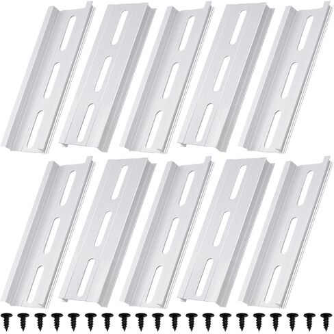 Aluminum DIN Rails, 10 CM /4 inches, 35mm Wide, 7.5mm High Top Hat Slotted DIN Rail with RoHS (10 Pack, Silver) in Saudi Arabia