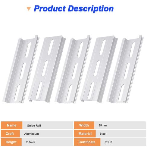 Aluminum DIN Rails, 10 CM /4 inches, 35mm Wide, 7.5mm High Top Hat Slotted DIN Rail with RoHS (10 Pack, Silver) in Saudi Arabia