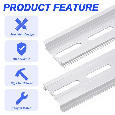 Aluminum DIN Rails, 10 CM /4 inches, 35mm Wide, 7.5mm High Top Hat Slotted DIN Rail with RoHS (10 Pack, Silver) in Saudi Arabia