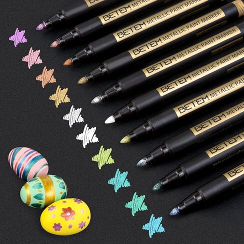 علامات الطلاء المعدنية ، 10 ألوان علامات الطلاء الأكريليك للورق السود in Kuwait